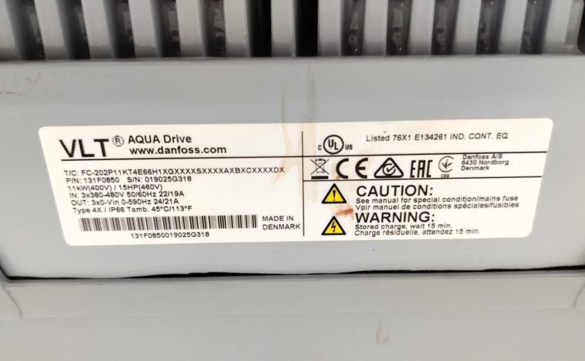 Danfoss 131F0850 Frequency converter, FC-202P11KT4E66H1XGX  11 KW / 15 HP