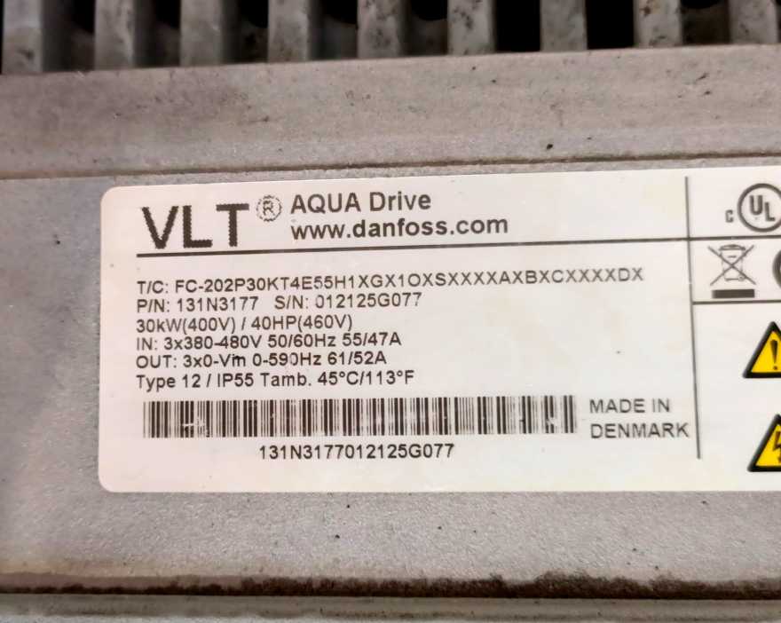 Danfoss 131N3177 T/C: FC-202P30KT4E55H1XGX1O  40Hp