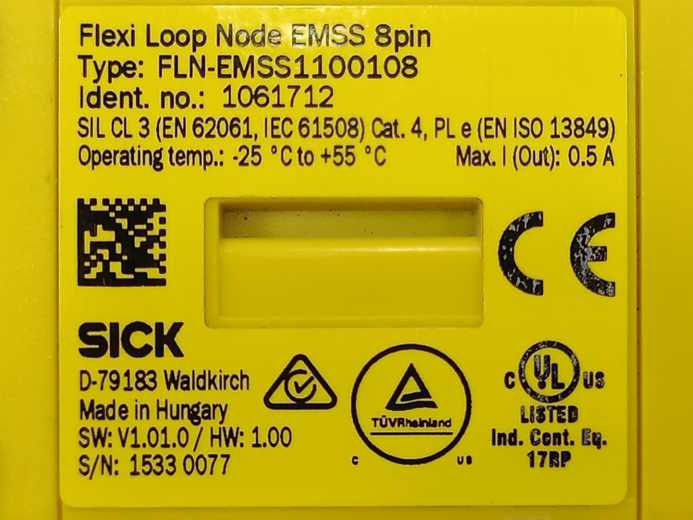 SICK 1061712 FLN-EMSS1100108 Flexi Loop Node EMSS 8pin