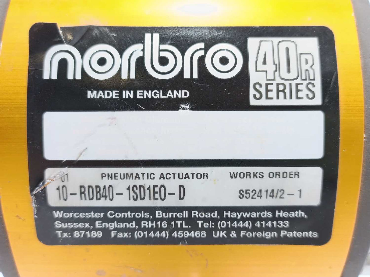 Norbro 10-RDB40-1SD1E0-D Pneumatic Actuator, S52414/2-1, 8,5bar