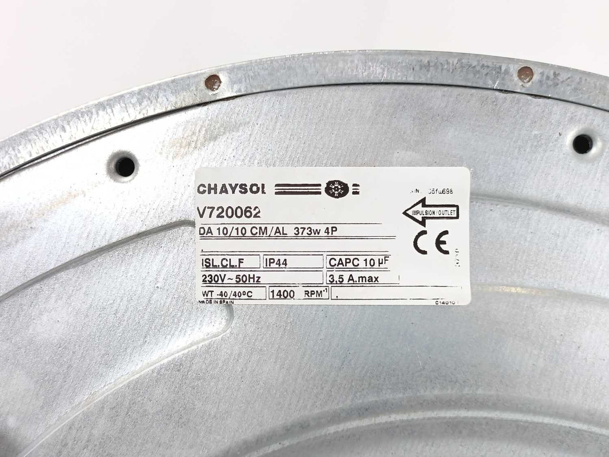 CHAYSOL V720062 DA 10/10 CM/AL 373W 4P Double‑Inlet Centrifugal Fan