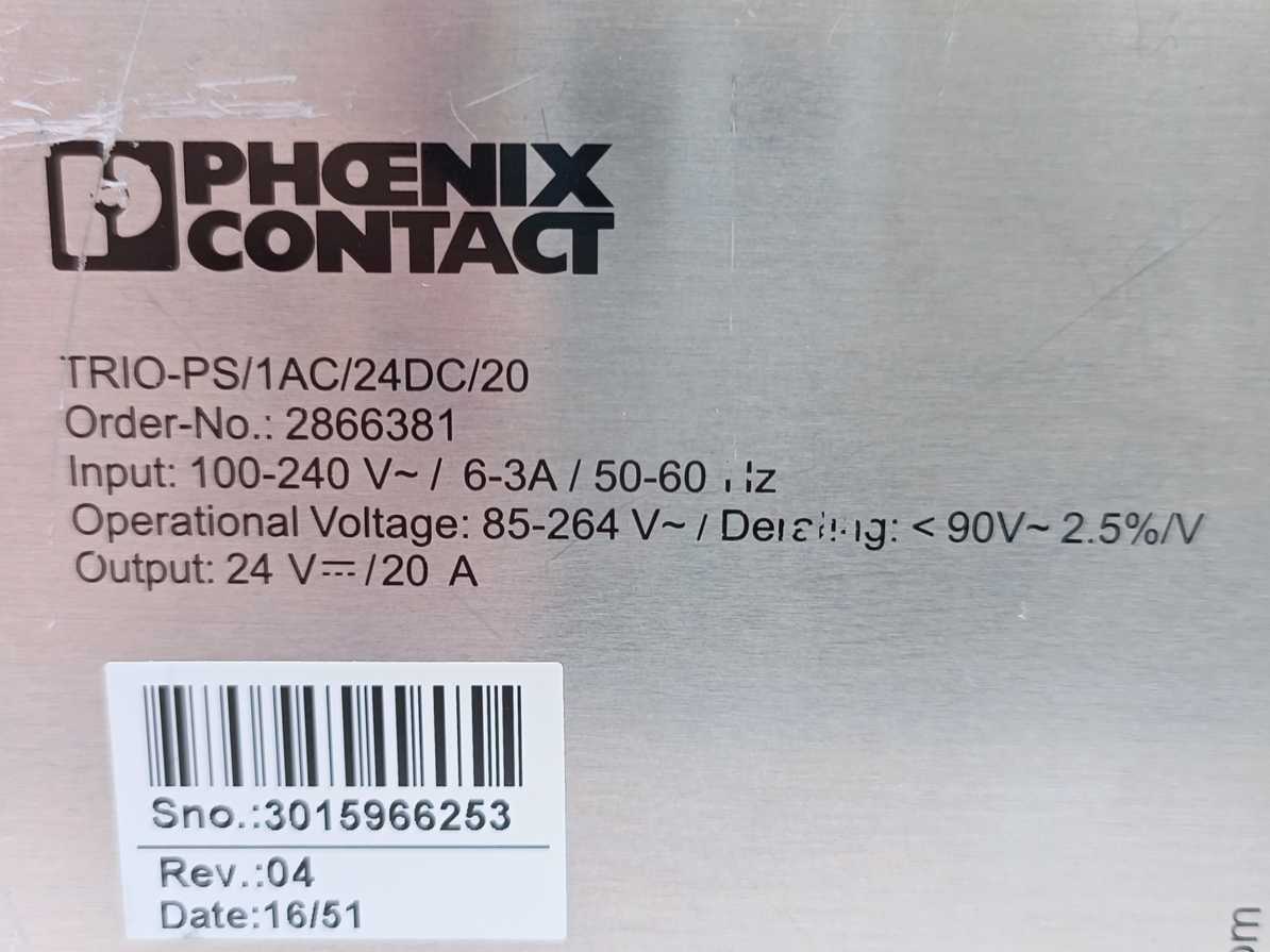 Phoenix Contact 2866381 TRIO-PS/1AC/24DC/20 - Power supply 24V 20A