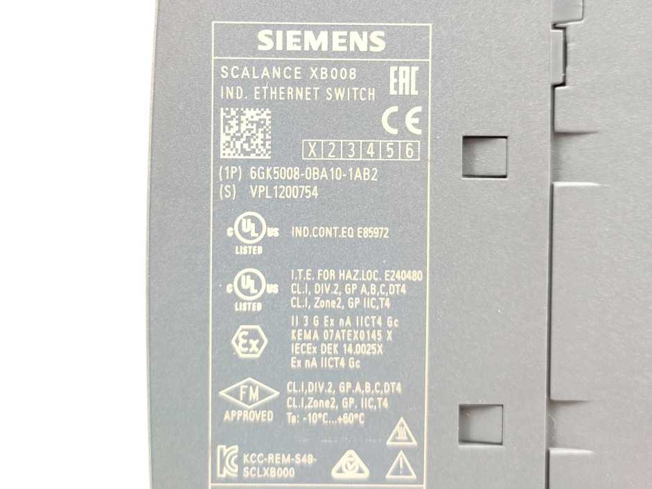 Siemens 6GK5008-0BA10-1AB2 SCALANCE XB008 Ethernet Switch