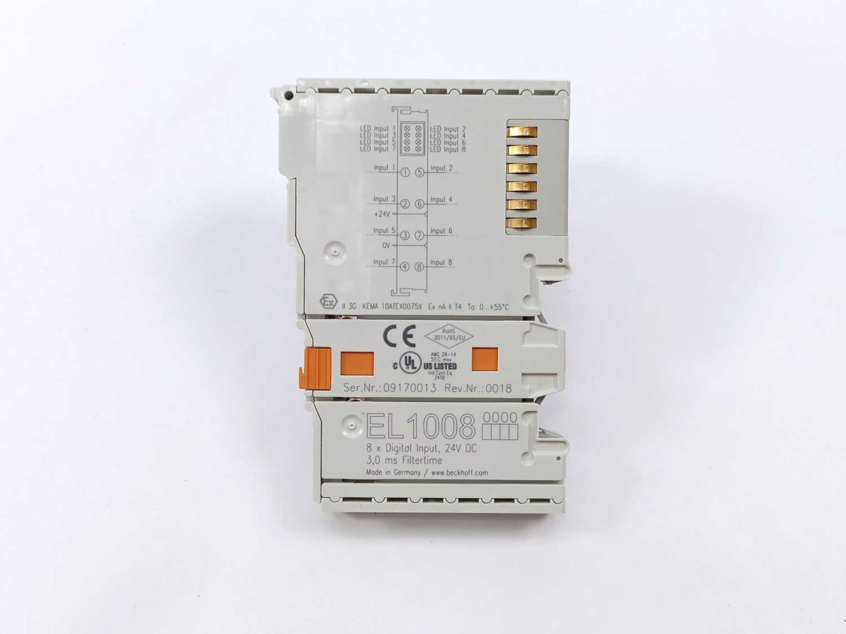 Beckhoff EL1008 EtherCAT Terminal, 8-channel digital input, 24 V DC, 3 ms