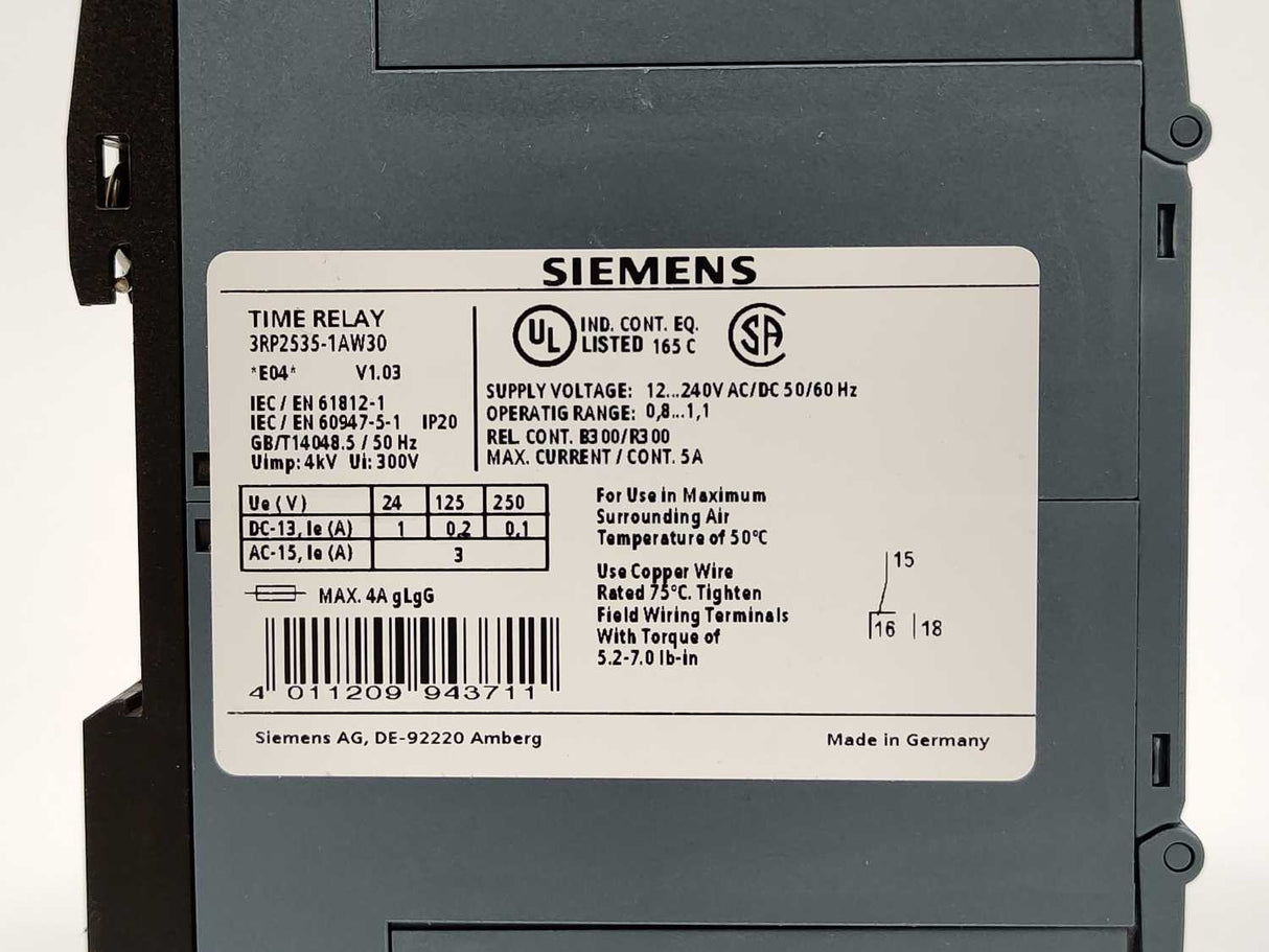 Siemens 3RP2535-1AW30 Timing relay, OFF delay with control signal