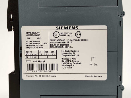 Siemens 3RP2535-1AW30 Timing relay, OFF delay with control signal