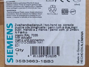 Siemens 3SB3863-1BB3 TWO-HAND OPERATOR PANEL