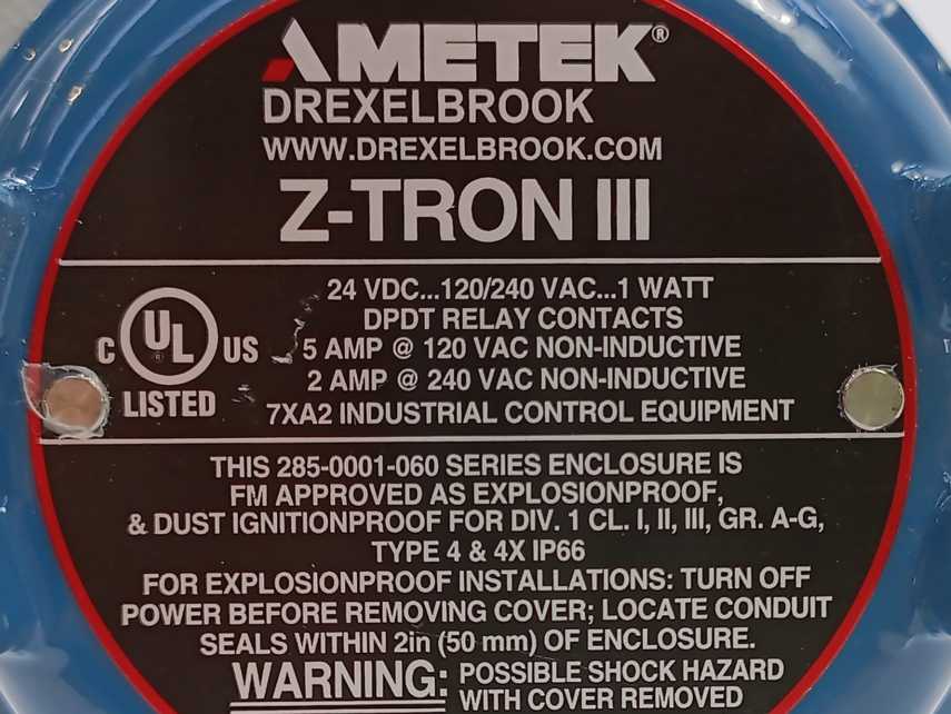 AMETEK DREXELBROOK 285-0001-060 Z-TRON III 24VDC, 120/240VAC