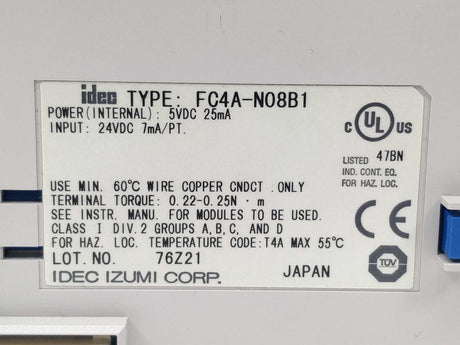 Idec FC4A-N08B1 MicroSmart Digital I/O Module