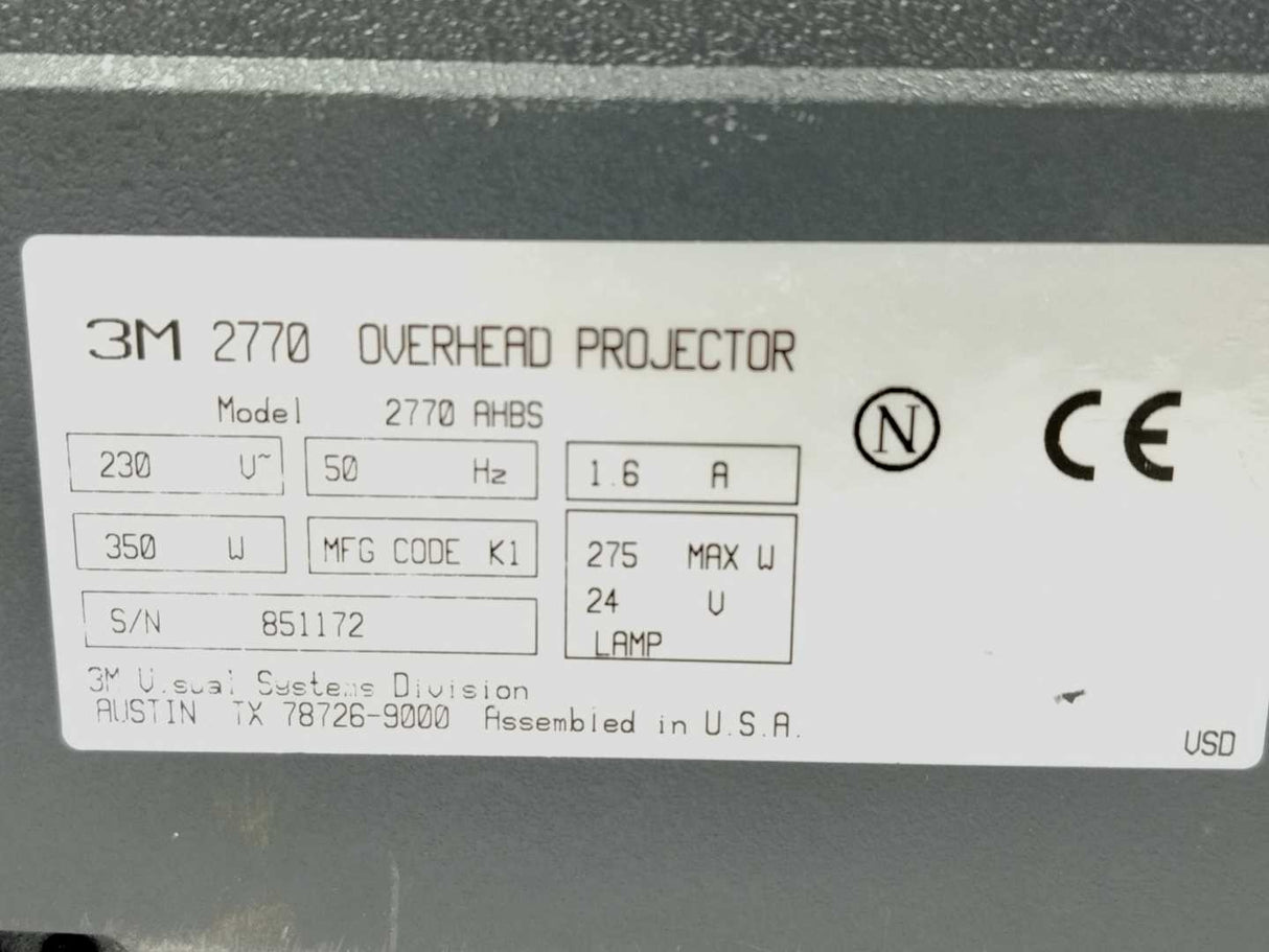 3M 2770 OverHead Projector