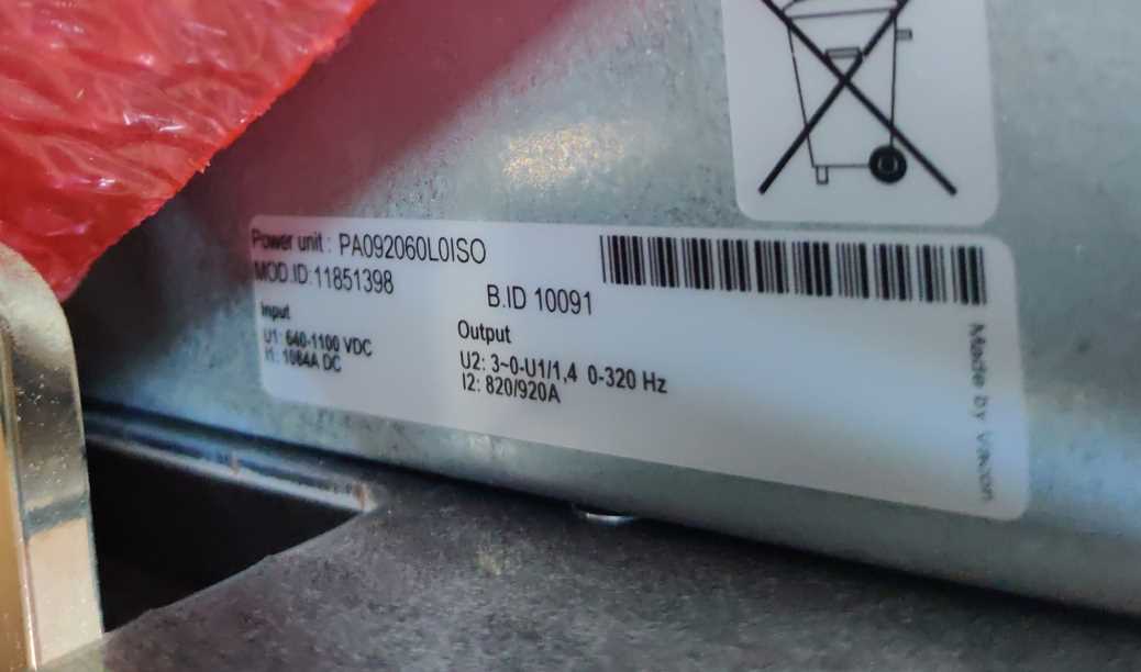 Vacon NXI09206 NXP09206A0L0ISOA8AFB4B5C3