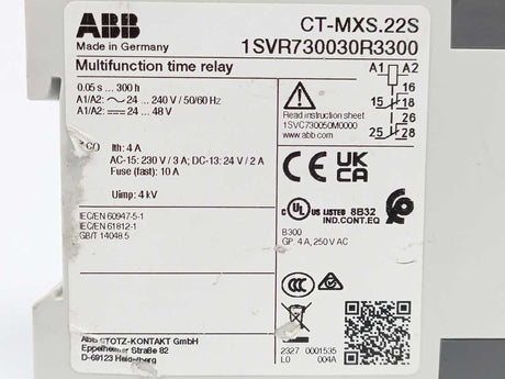 ABB 1SVR730030R3300 CT-MXS.22S Time Relay