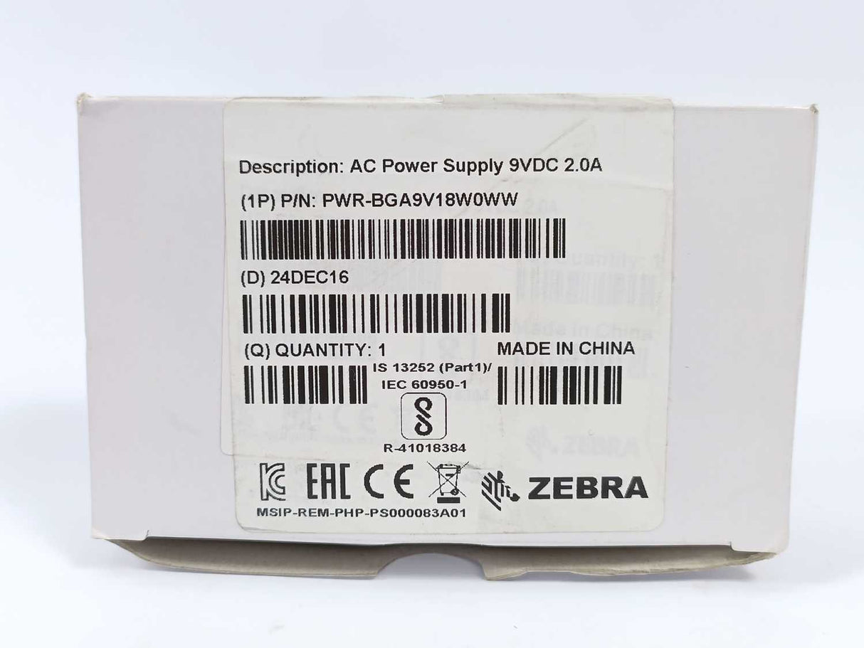 Zebra PWR-BGA9V18W0WW AC/DC Power Supply Brick