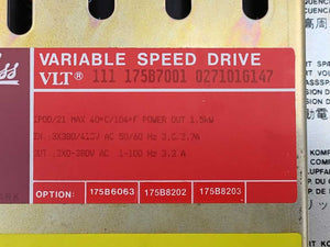 Danfoss 111 175B7001 027101G147 Variable Speed Drive 1,5kW