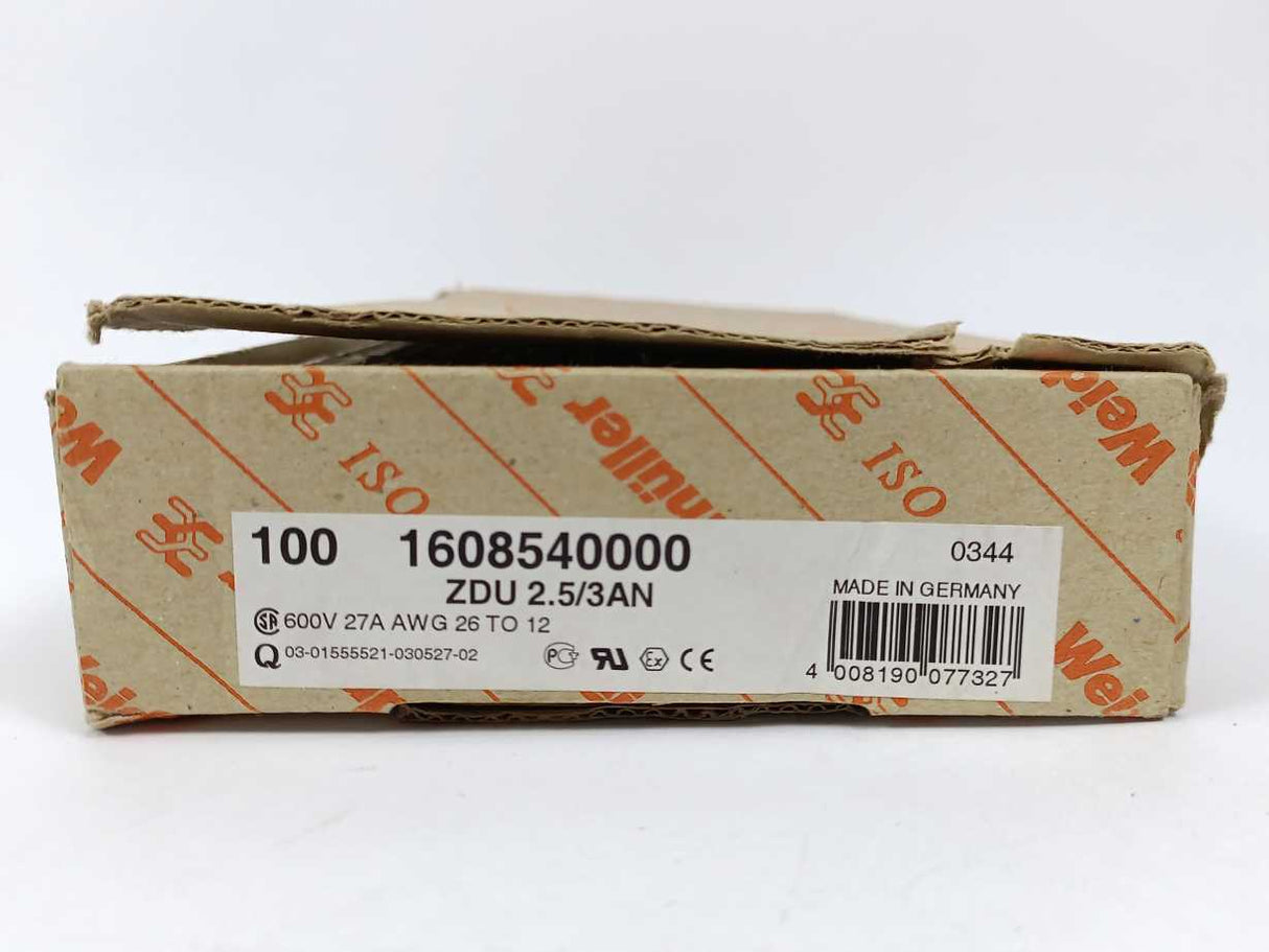 Weidmüller 1608540000 Terminal Block ZDU 2,5/3AN 100 Pcs.