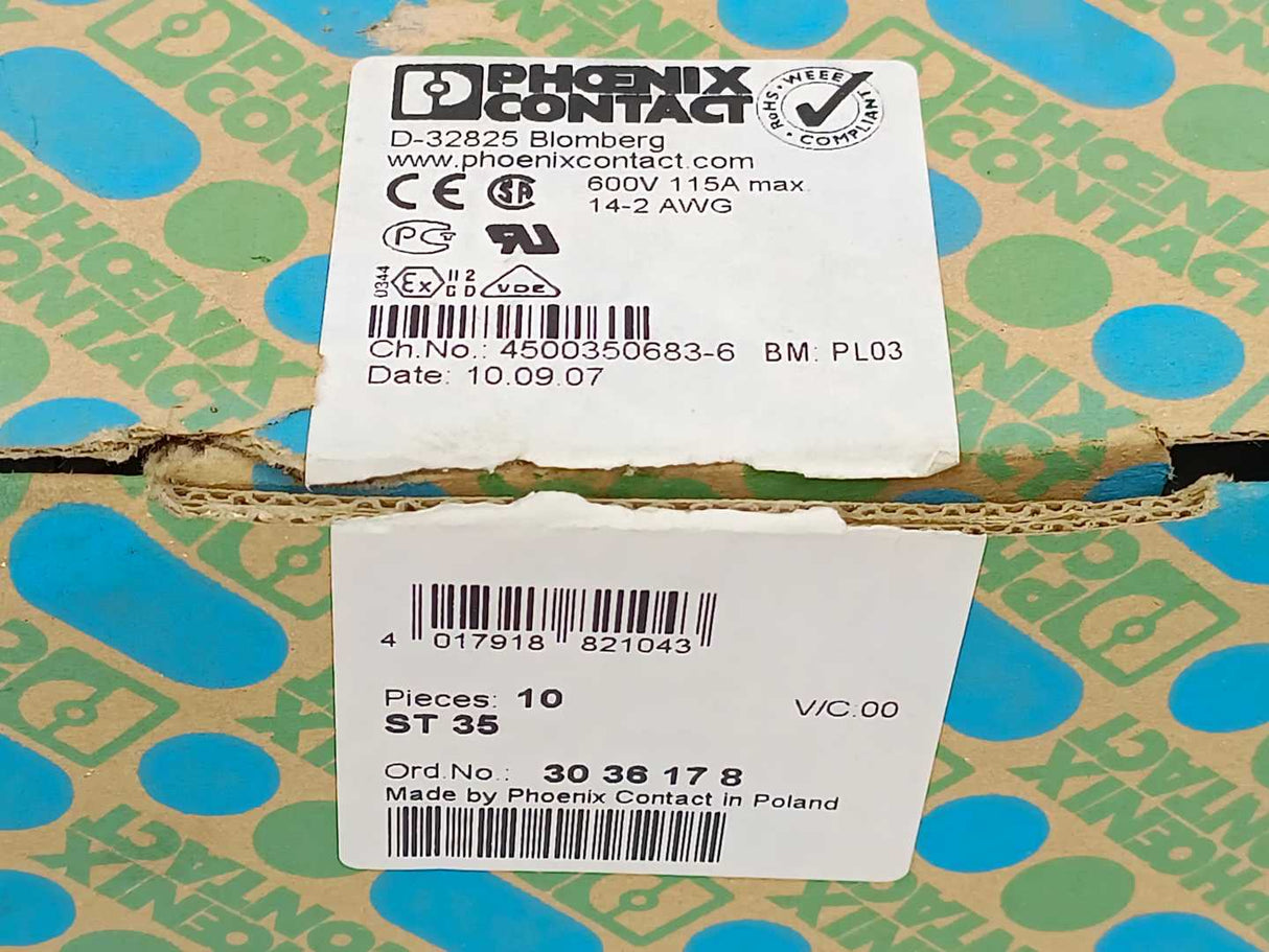 Phoenix Contact 3036178 Terminal Block ST 35 10 pcs