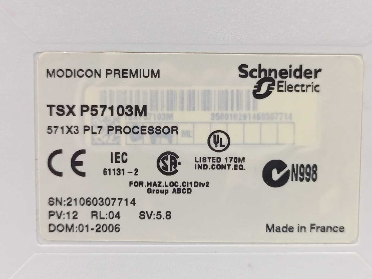 Schneider Electric TSXP57103M 7586003786 Modicon Premium 571X3 PL7 Processor