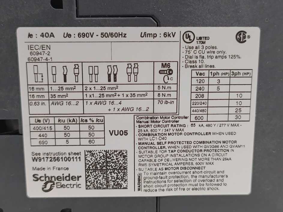 Schneider Electric GV3P40 Motor Circuit Breaker