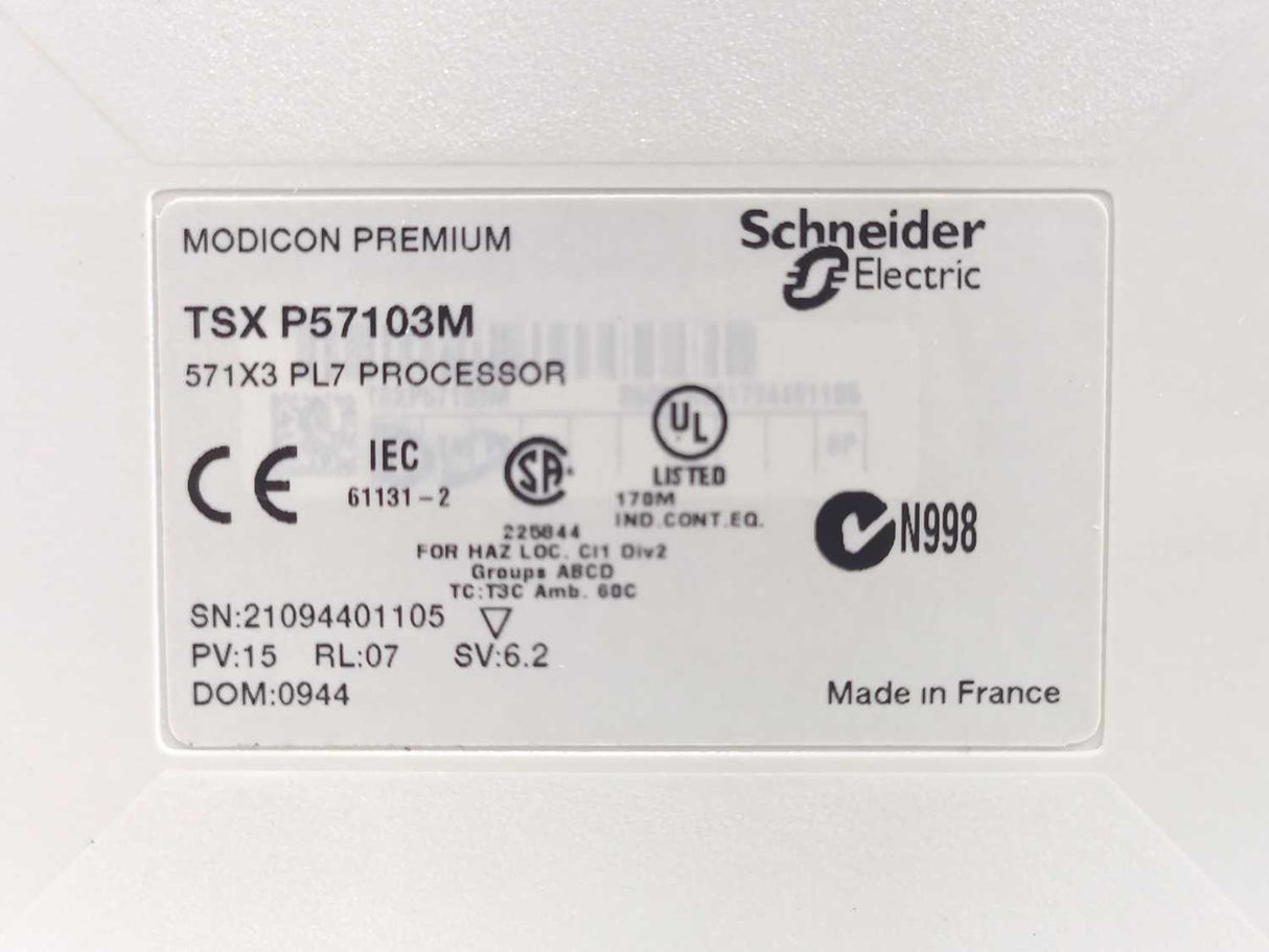 Schneider Electric TSXP57103M 7586003786 Modicon Premium 571X3 PL7 Processor