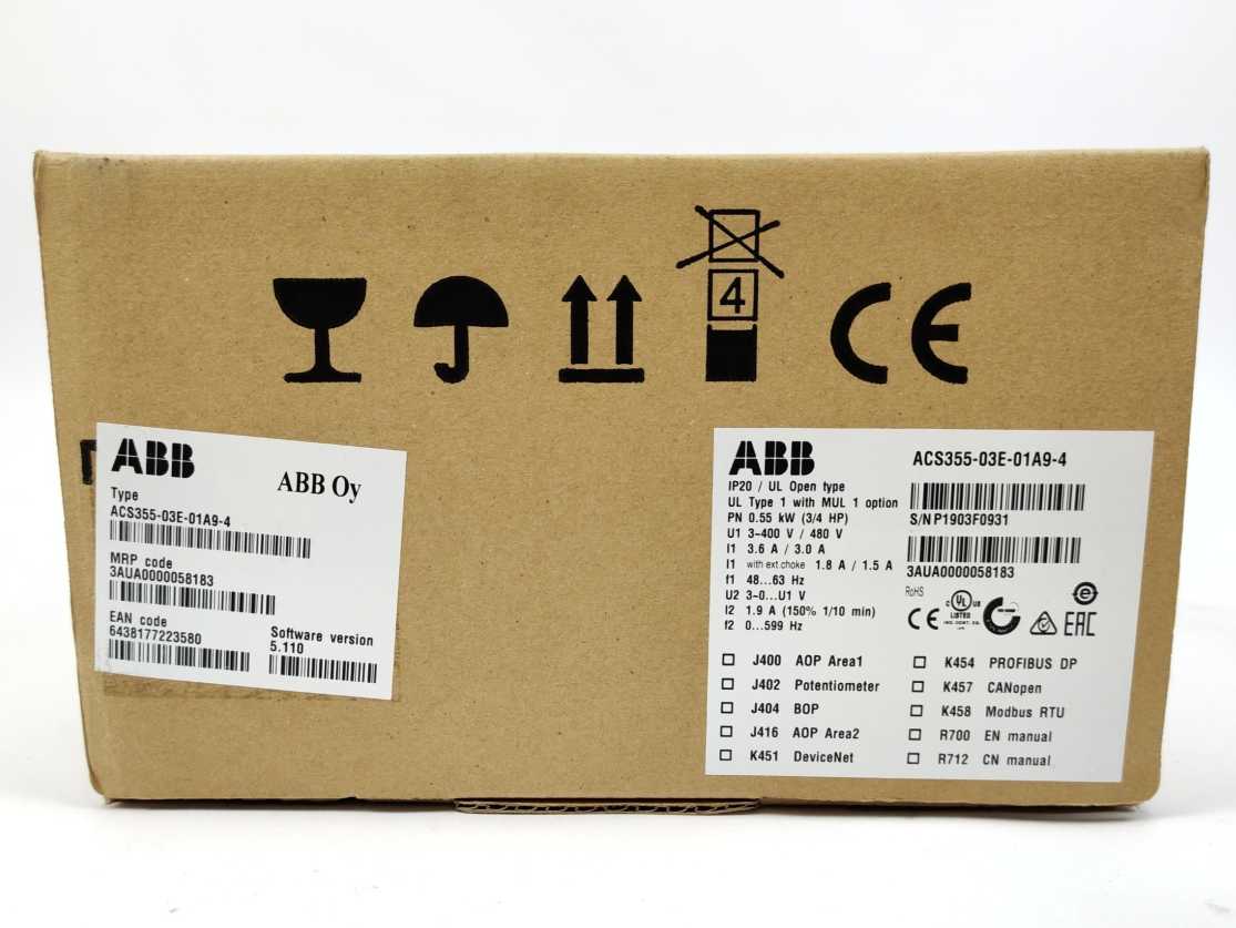 ABB 3AUA0000058183 ACS355-03E-01A9-4 LV AC Machinery Drive Module