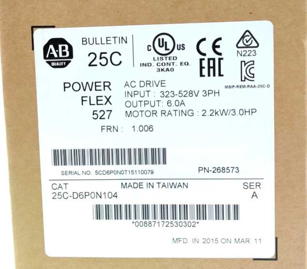 AB 25C-D6P0N104 Ser. A ;  FRN. 1.006 ; PowerFlex 527