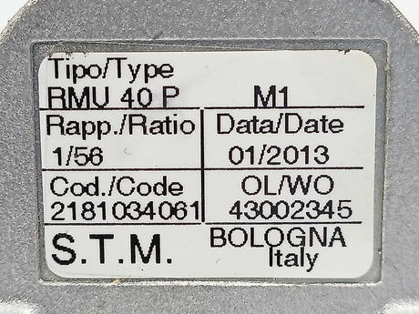 S.T.M. 2181034061 RMU 40 P Gear Reducer 56:1