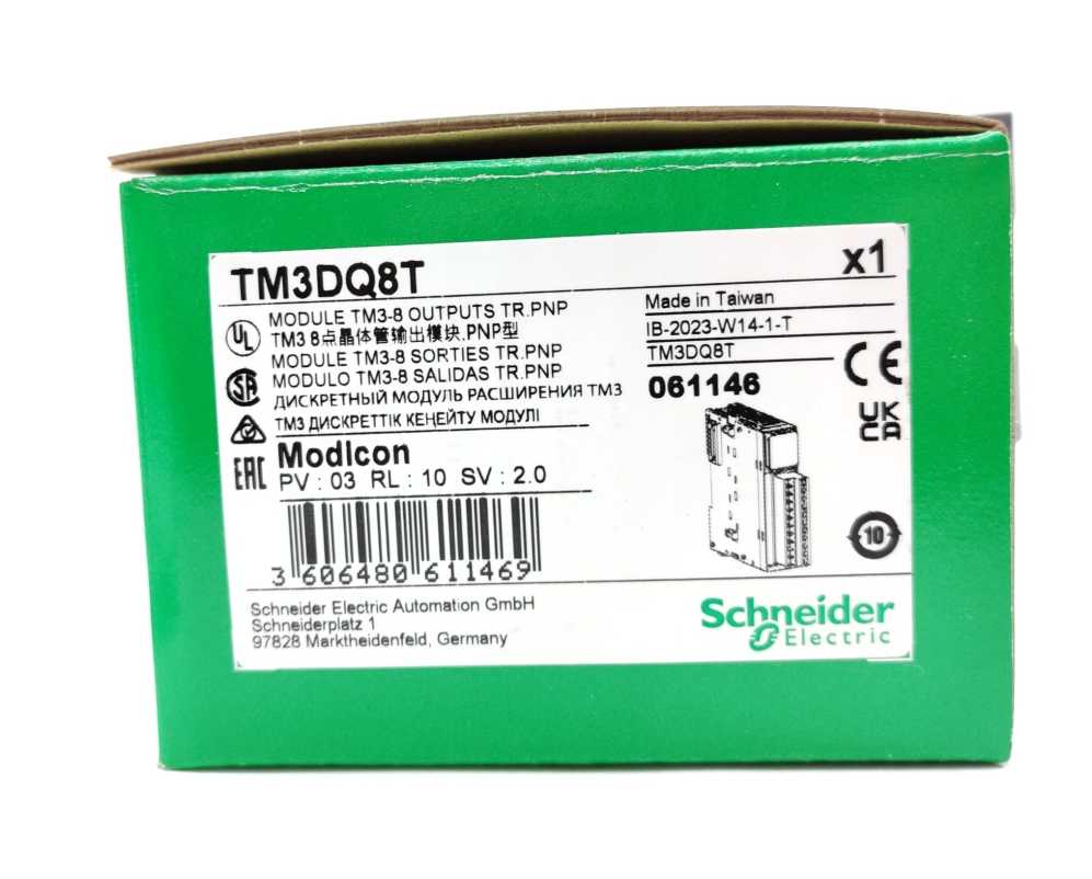 Schneider Electric TM3DQ8T Modicon TM3, 8 outputs transistor PNP,