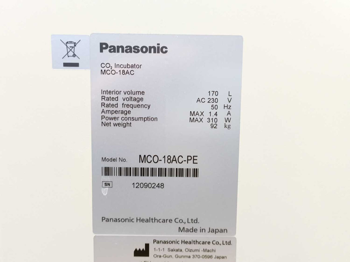 Panasonic  MCO-18AC-PE Buch & Holm CO2 Incubator