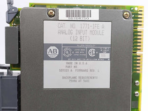 AB 1771-IFE A F/W REV. L, SER. A, Analog Input Module (12 BIT)