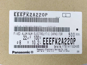 Panasonic  EEEFK2A220P Fixed Aluminum Capacitors 500pcs. 22uF, 100VDC