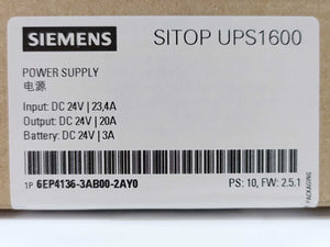 Siemens 6EP4136-3AB00-2AY0 Sitop UPS1600 24V/20A Power Supply