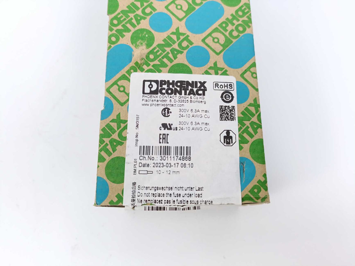 Phoenix Contact PT 4-HESILED 24 (5x20) Fuse Terminal, 50 Pcs. Batch