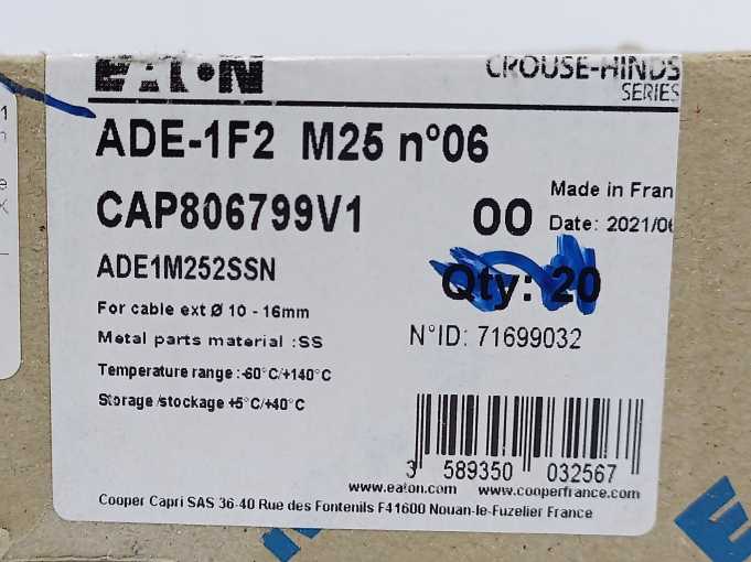 Eaton CAP806799V1 Conduit, Fitting by Crouse Hinds, 40 pcs. batch