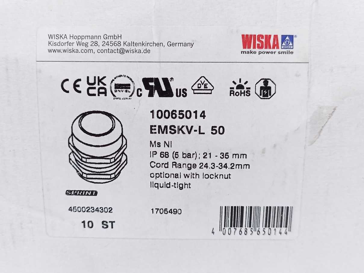 Wiska EMSKV-L 50 M50 Brass Cable Gland, 10 pcs. batch