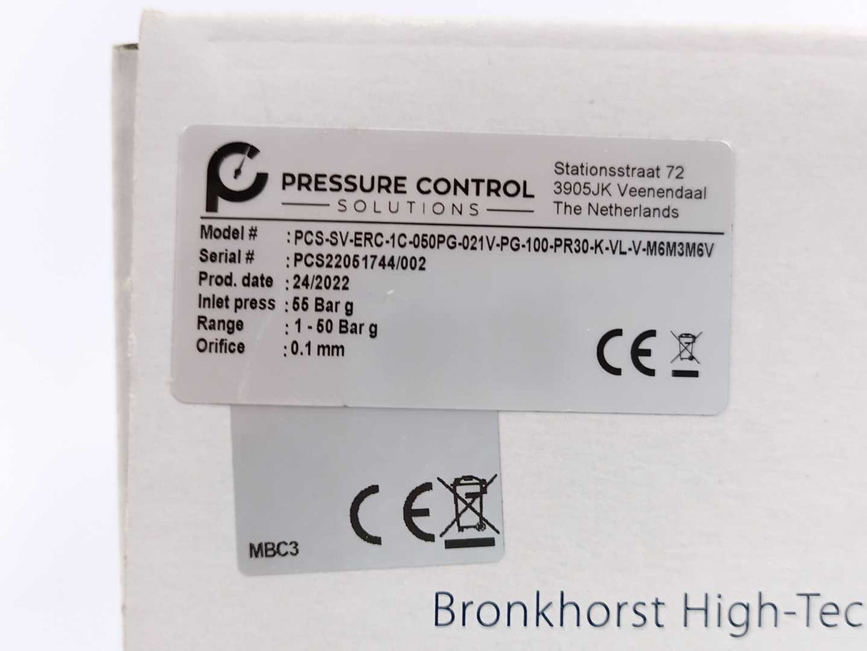 Pressure Control Solutions PCS-SV-ERC-1C-050PG-021V-PG-100-PR30-K-VL-V-M6M3M6V