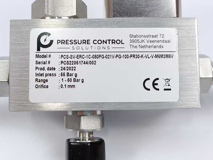 Pressure Control Solutions PCS-SV-ERC-1C-050PG-021V-PG-100-PR30-K-VL-V-M6M3M6V
