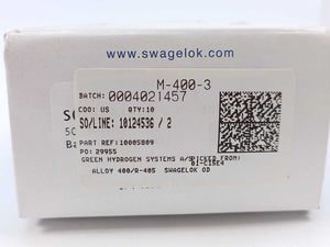 Swagelok M-400-3 Tube Fitting, Union Tee, 1/4 in. Batch of 7 pcs.