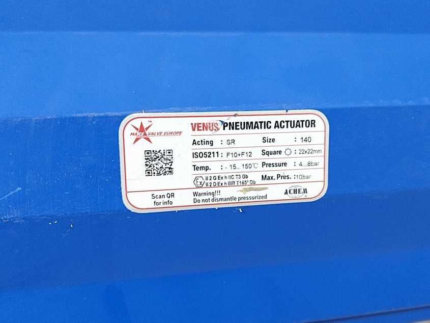 MODU SR-140 VENUS Pneumatic Acuator, W: A182 F904L Ball Valve