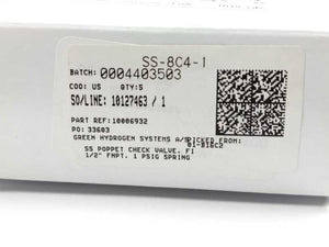 Swagelok SS-8C4-1 Stainless Steel Poppet Check Valve 5 Pcs.