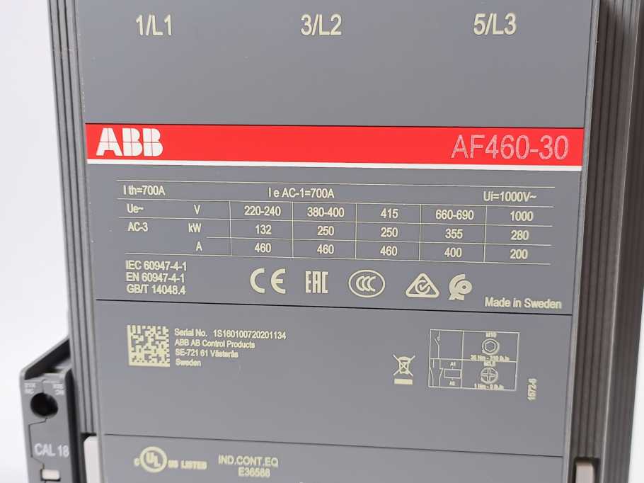 ABB 1SFL597001R7011 AF460-30-11-70 100-250V 50/60Hz / 100-250V DC Contactor