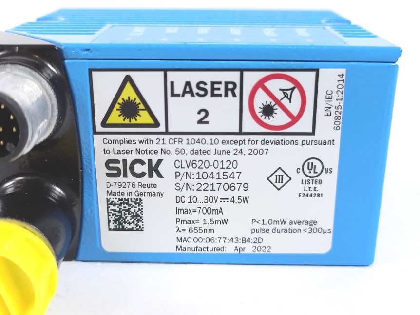 SICK 1041547 CLV620-0120 Fixed Mount Barcode Scanner