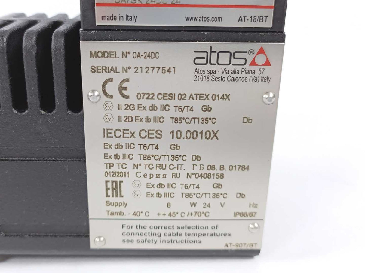 Atos OA-24DC Solenoid Coil, DHA-0631/2/GK 24DC 26