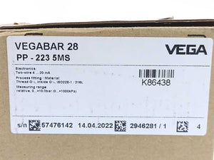 Vega VEGABAR 28 PP-223 5MS Pressure sensor 0...10 bar