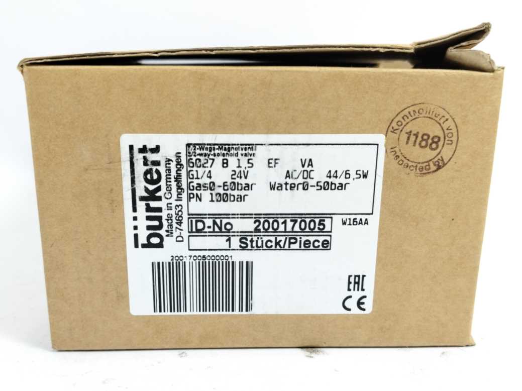 Burkert 20017005 6027 GAS0-60bar Water 0-50bar