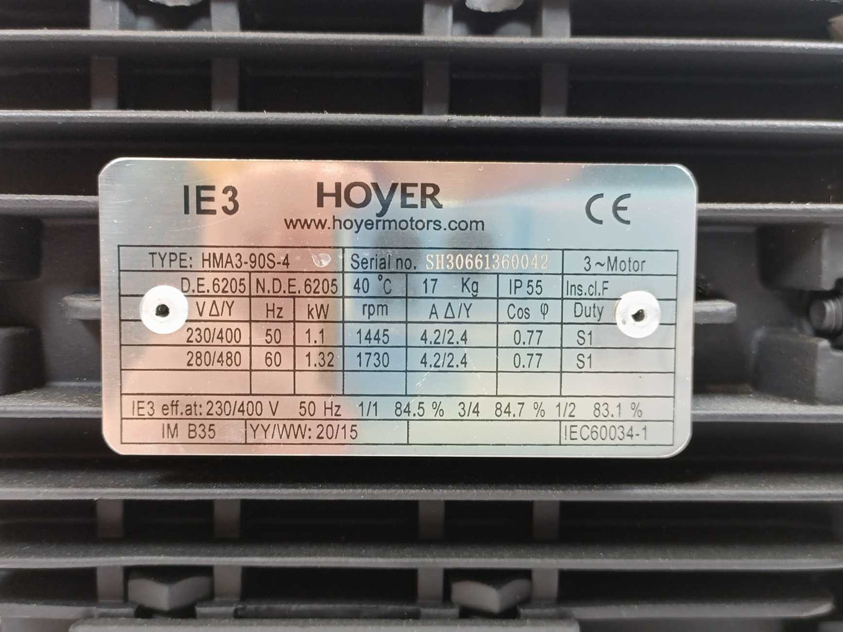 Hoyer HMA3-90S-4 1,1kW 3-Phase Induction Motor