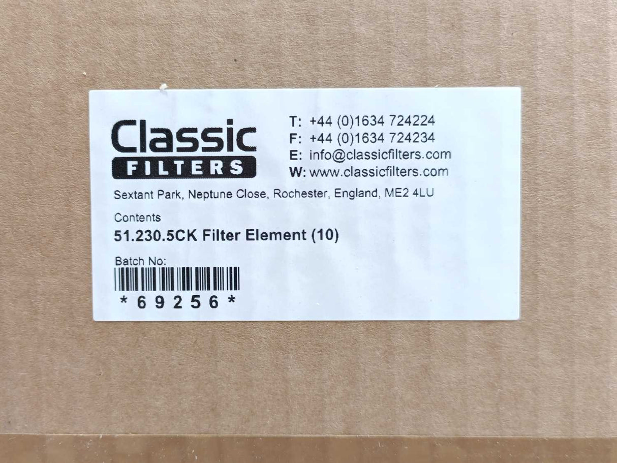 Classic Filters 51.230.5CK Filter Elements, Batch of 10 pcs.