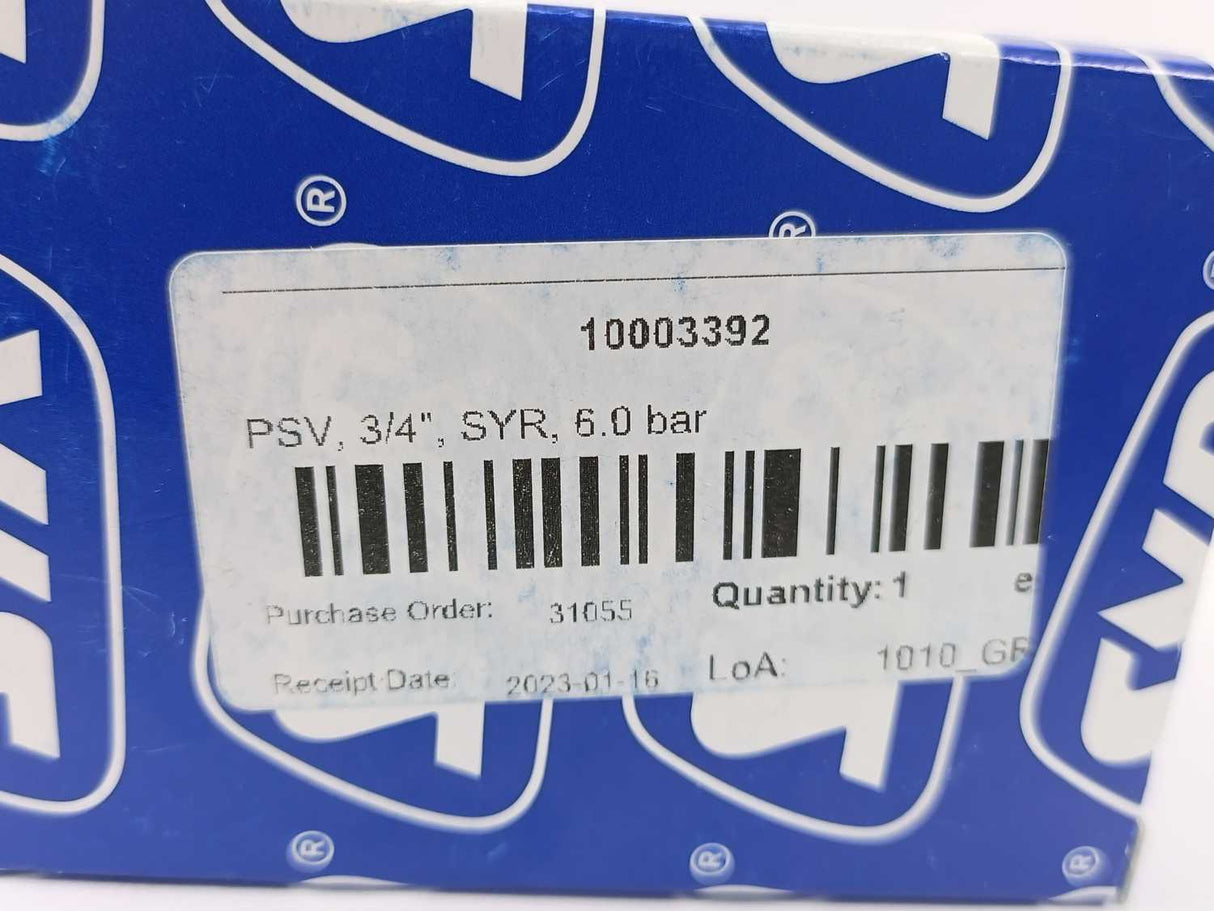 SYR 1915.20.007 Membrane Safety Valve 3/4" 6.0 Bar