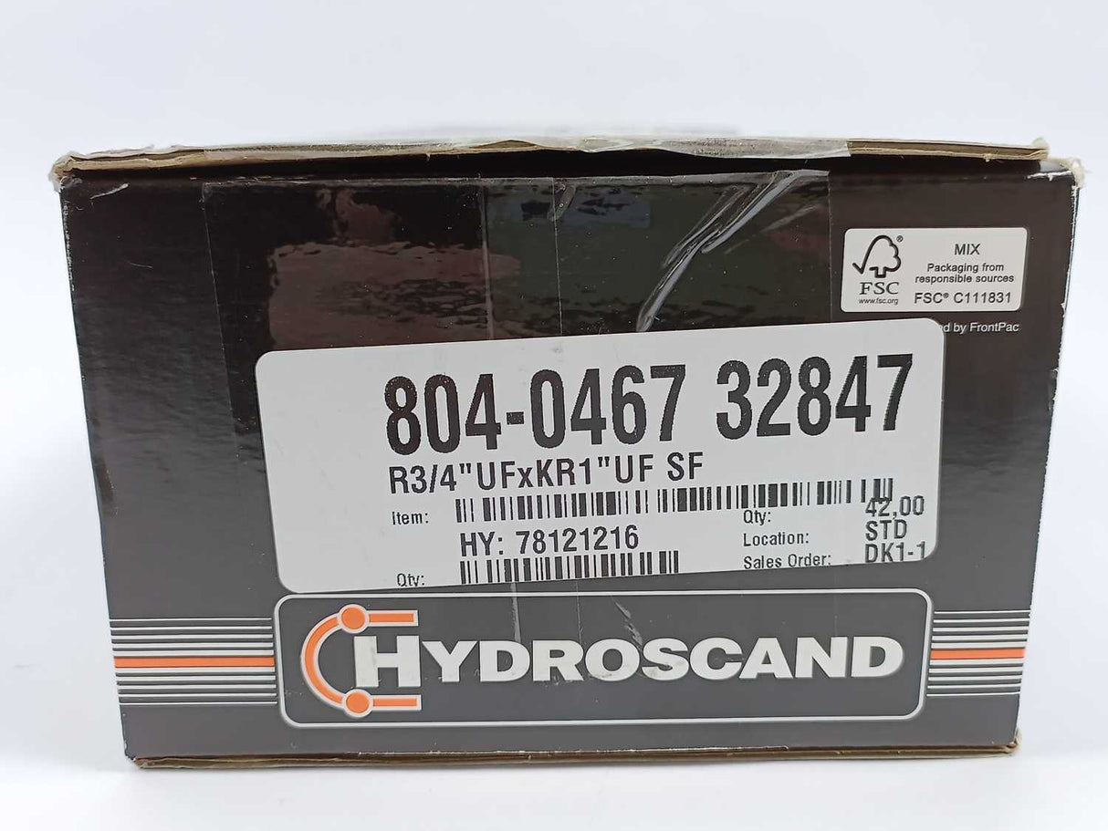 Hydroscand 78121216 R3/4"UFxKR1"UF SF Adaptor For Hydraulic Systems