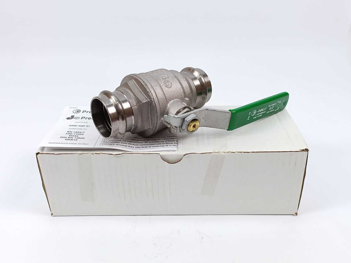 Fratelli Pettinaroli P100-042 Ball Valve 42mm - Green Lever, Press X