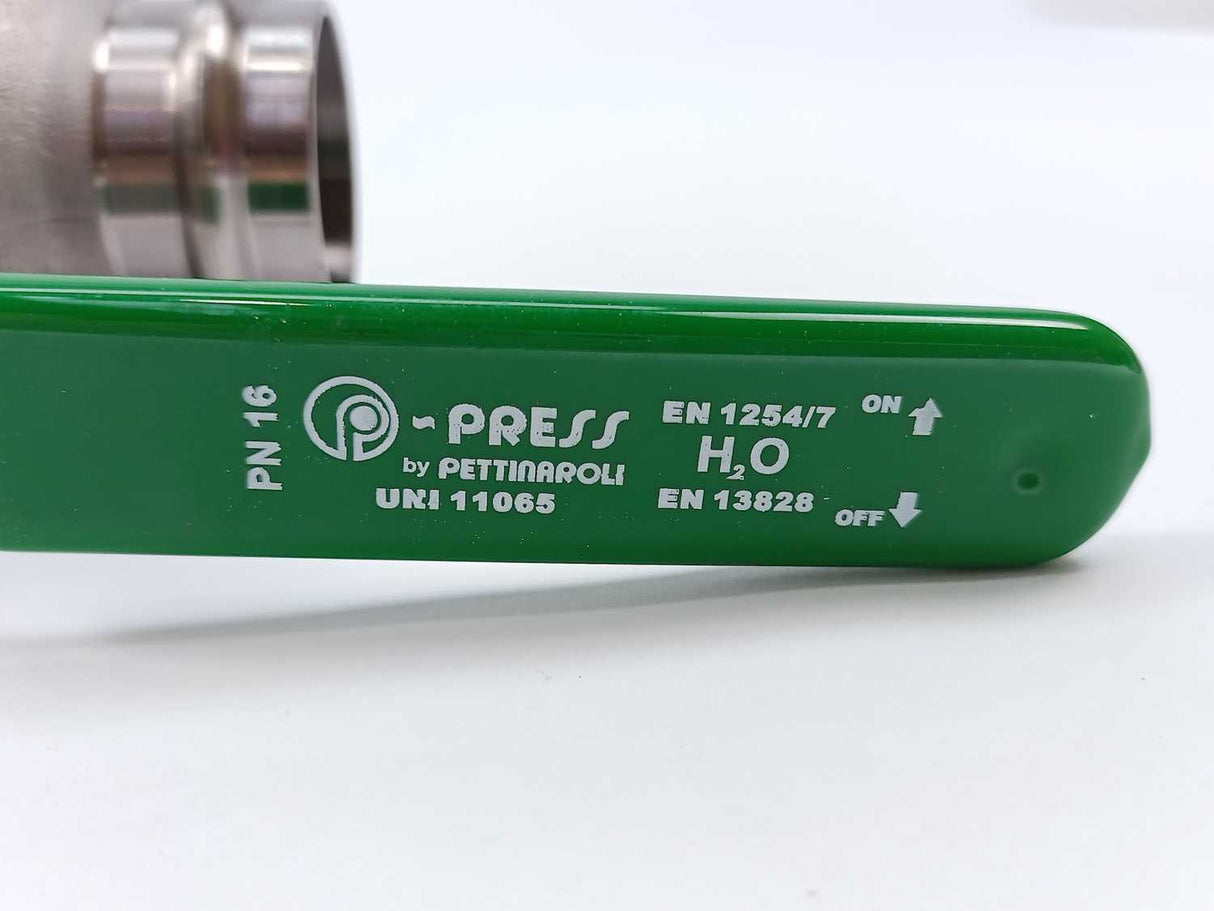 Fratelli Pettinaroli P100-042 Ball Valve 42mm - Green Lever, Press X